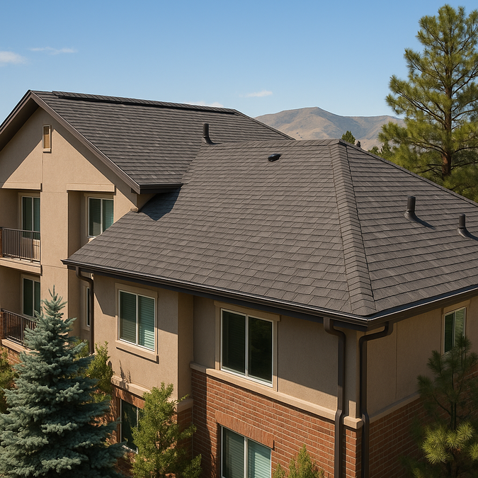 Professional new commercial roof installation services - Quality apartment complex roofing with proper gutters and ventilation